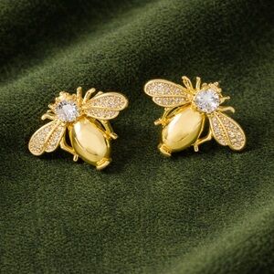 Luxury Gold Bee Stud Earrings